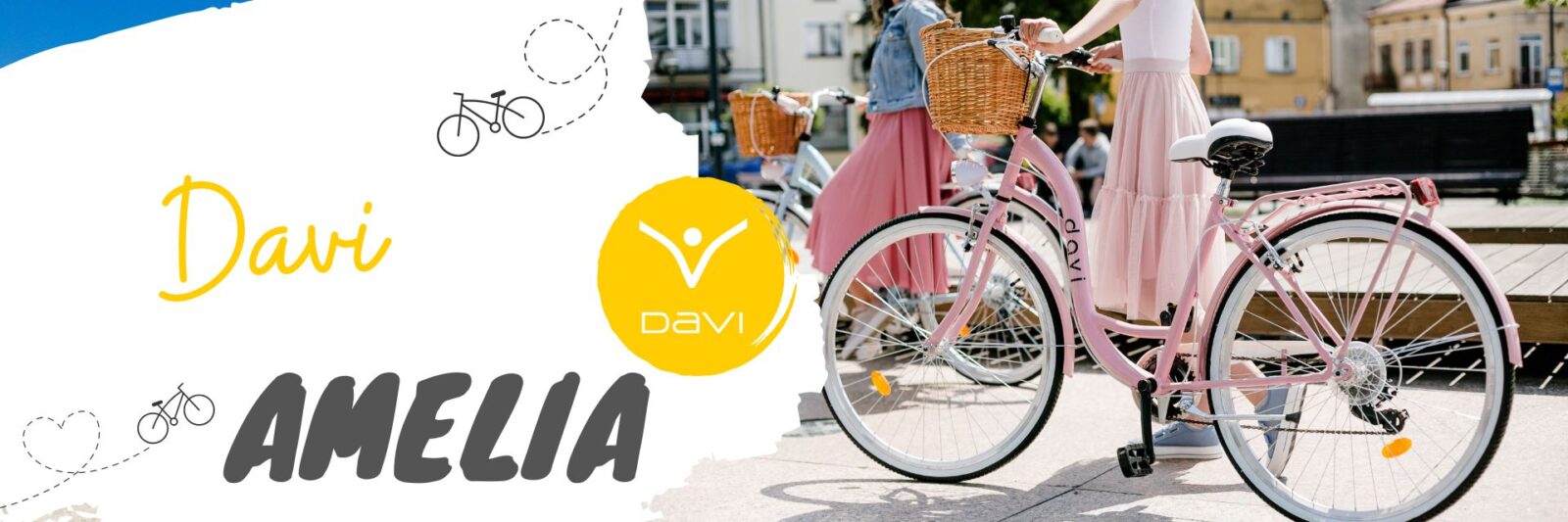 Cykel med korg på solig dag i stadsmiljö