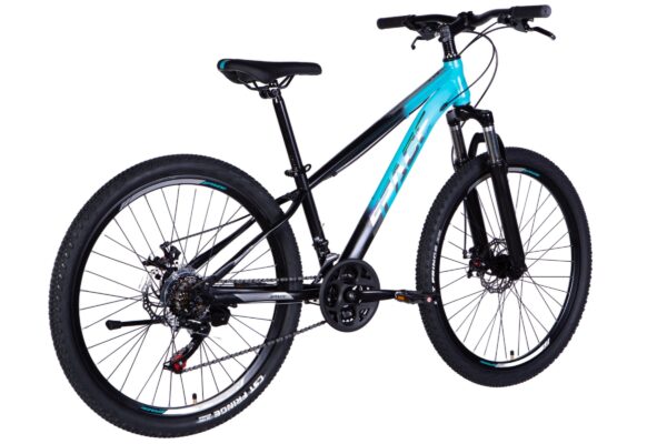 Mountainbike med blå och svart design