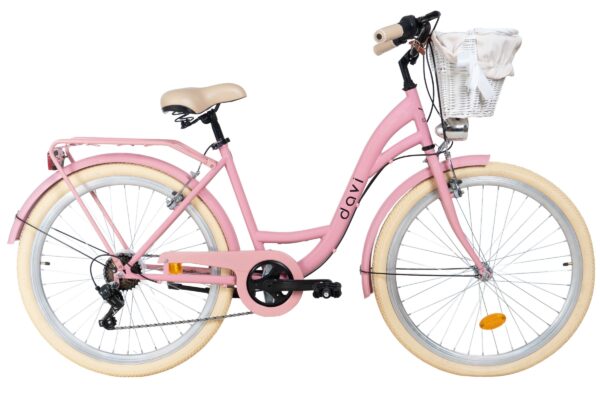 damcykel davi emma 26", 155 180 cm, 7 växlar, rosa/beige