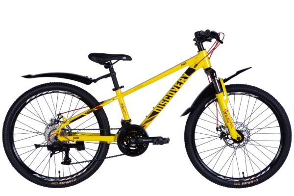 Barncykel Qube Disc 24", Aluminium, 120-150 cm, 21 växlar, Gul