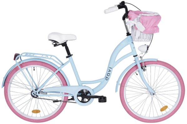 Barncykel Davi Amelia, 24", 130-165 cm, 1 växel, Blå/Rosa