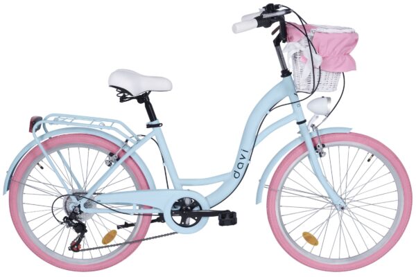 Barncykel Davi Amelia 24", 130-165 cm, 7 växel, Blå/Rosa