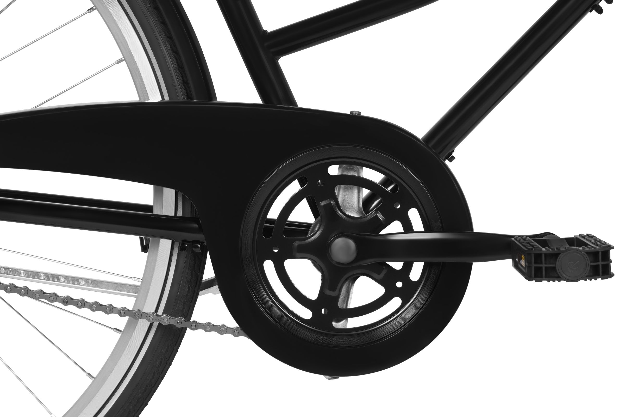 Cykelpedal med kedja och skyddshölje