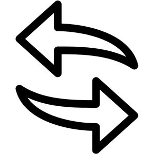 Två pilar som pekar åt motsatta håll