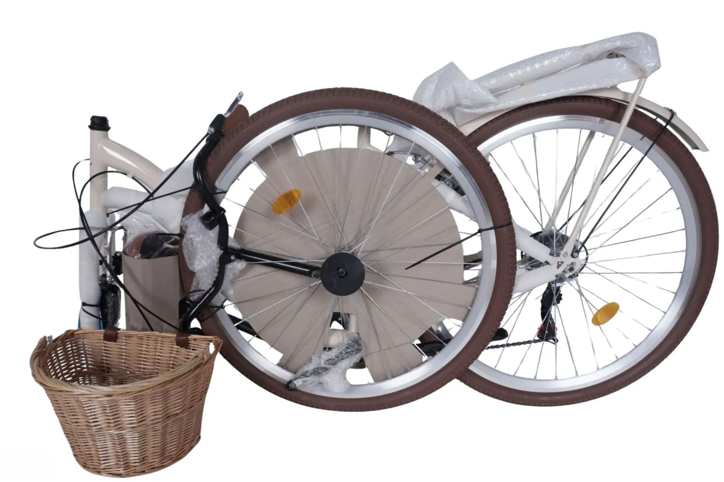 Sammanfällt cykel med korg