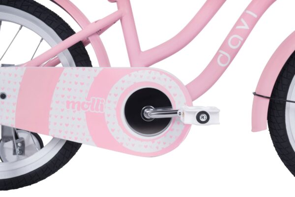 Rosa barncykel med mönster och fotstöd