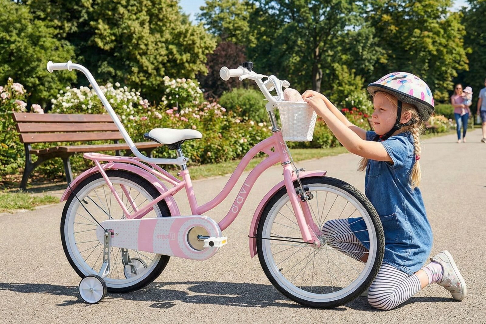 barncykel davi molli 20", 110 130 cm, 1 växel, rosa