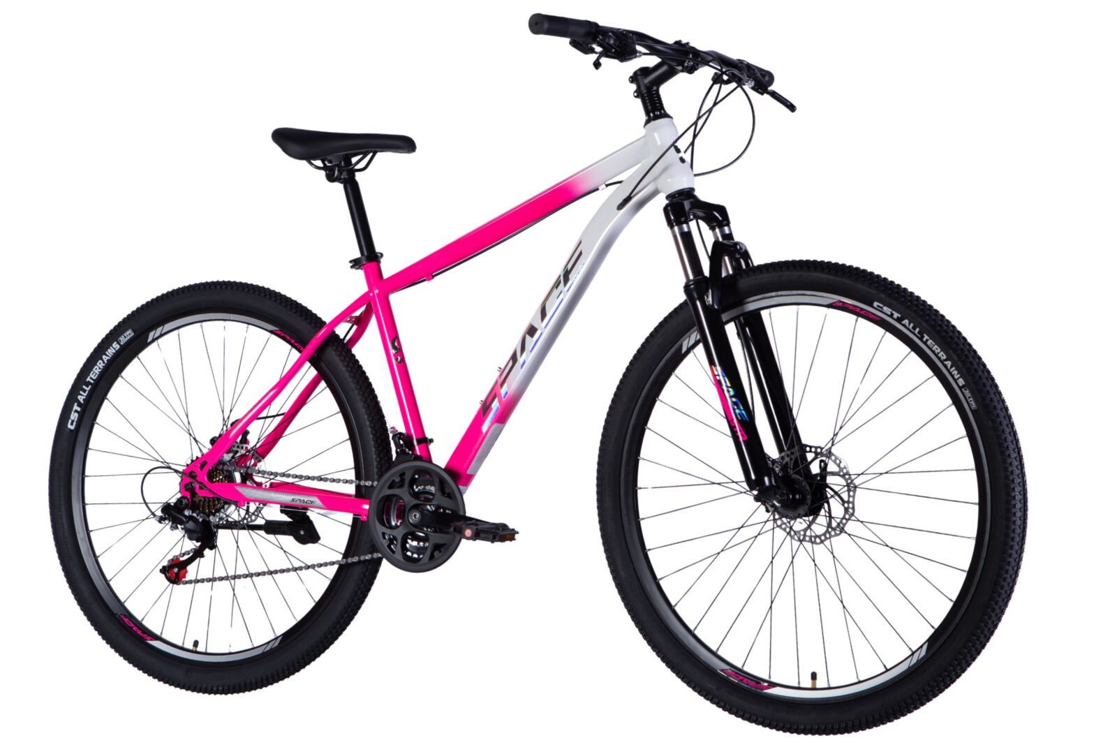 mountainbike mars 29", 170–185 cm, 21 växlar, vit/rosa