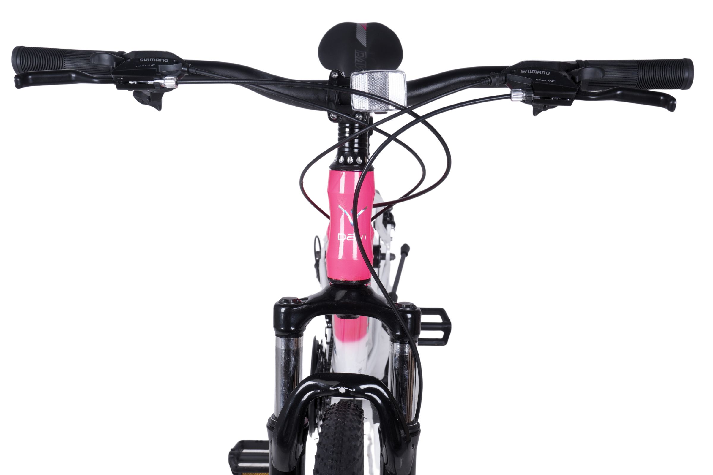 Framvy av en cykel med styre och ram