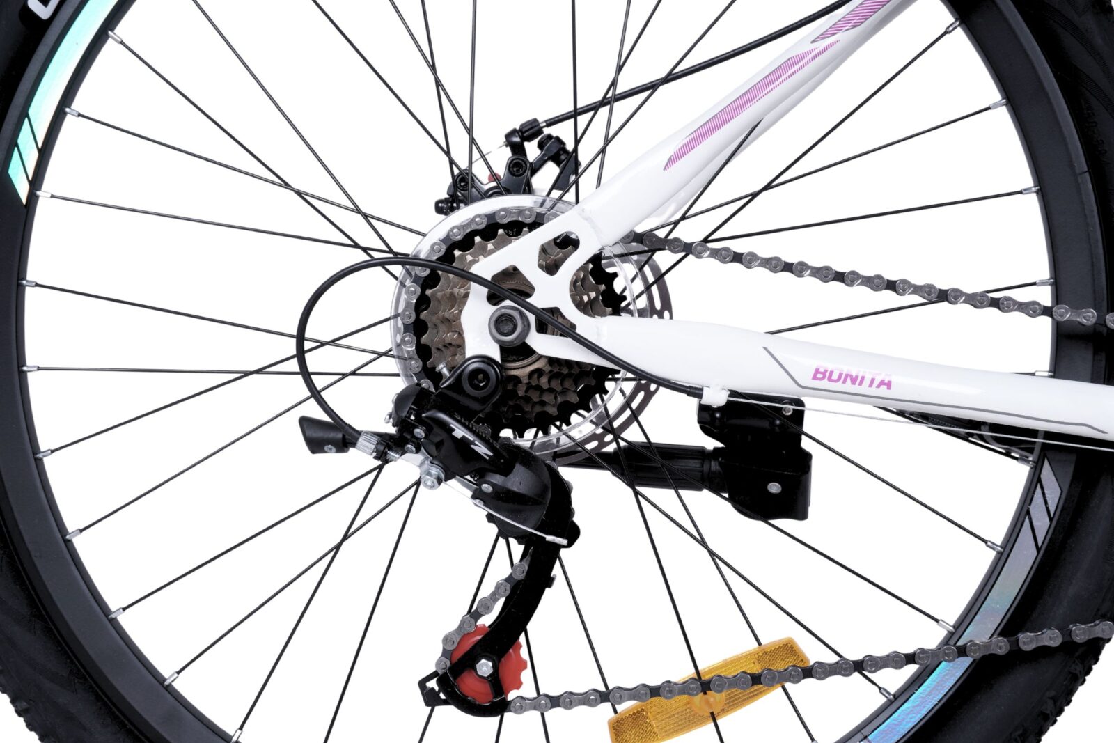 mountainbike davi bonita 27,5", 160 185 cm, 21 växlar, vit/rosa