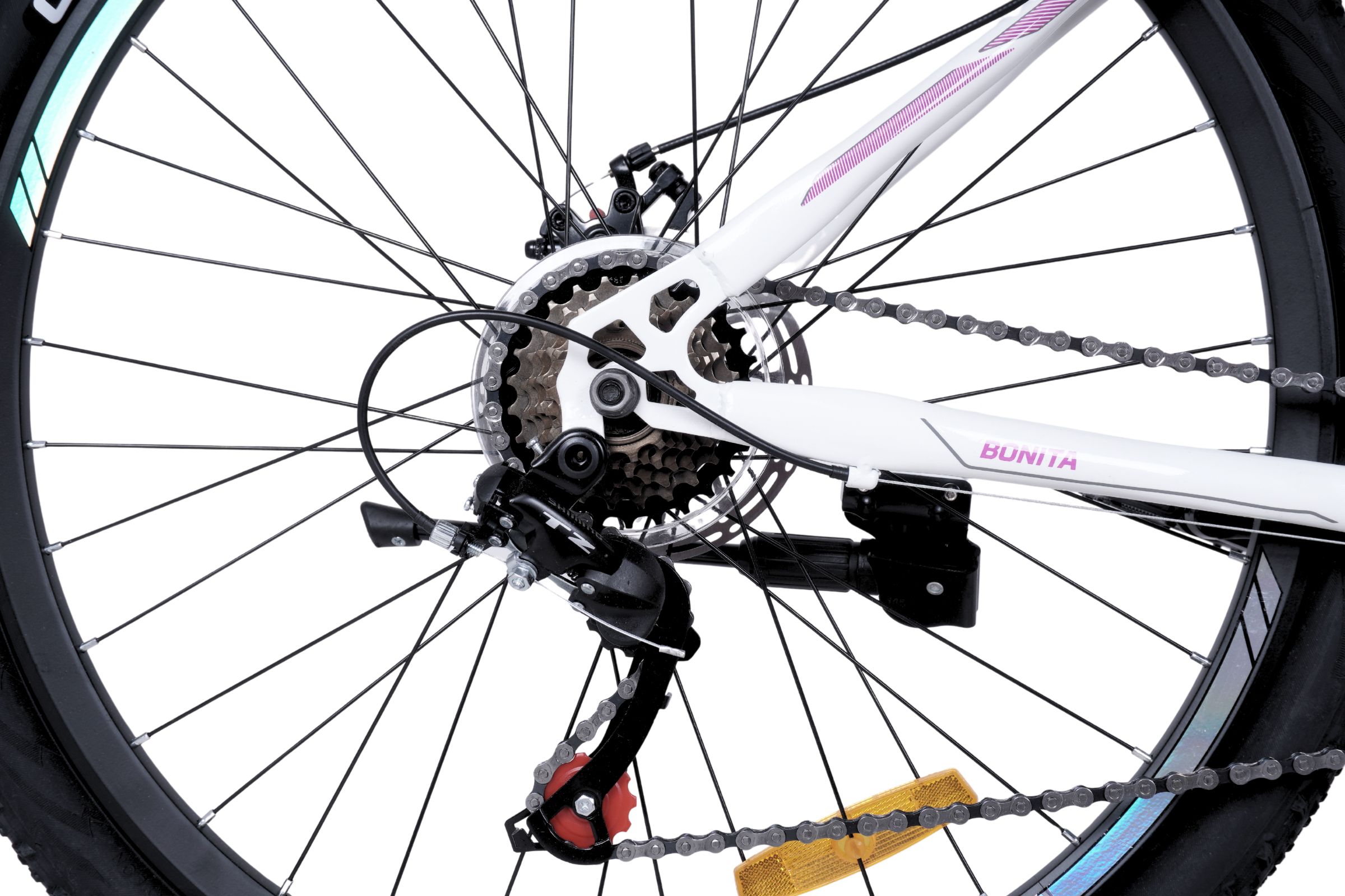 Cykeldetalj med kedja och baknav