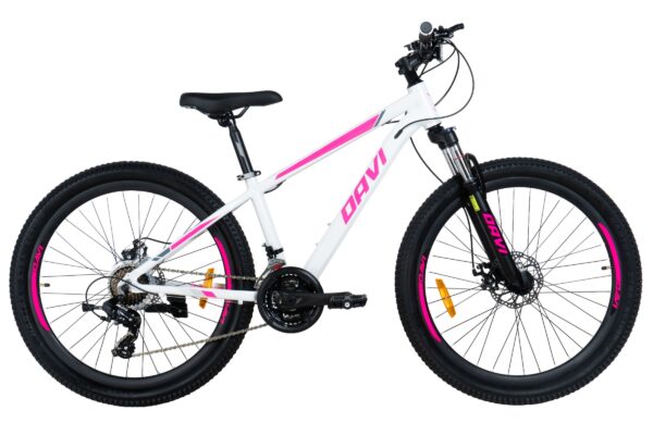 mountainbike davi bella aluminium, 27.5", 160 185 cm, 21 växlar, rosa/vit (copy)