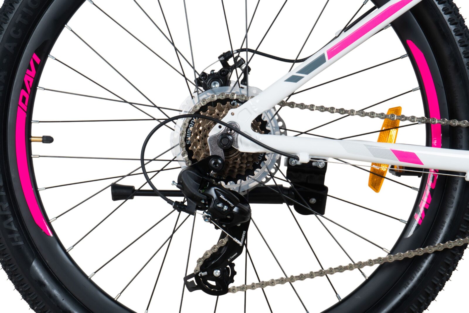 mountainbike davi bella aluminium, 27.5", 160 185 cm, 21 växlar, rosa/vit (copy)