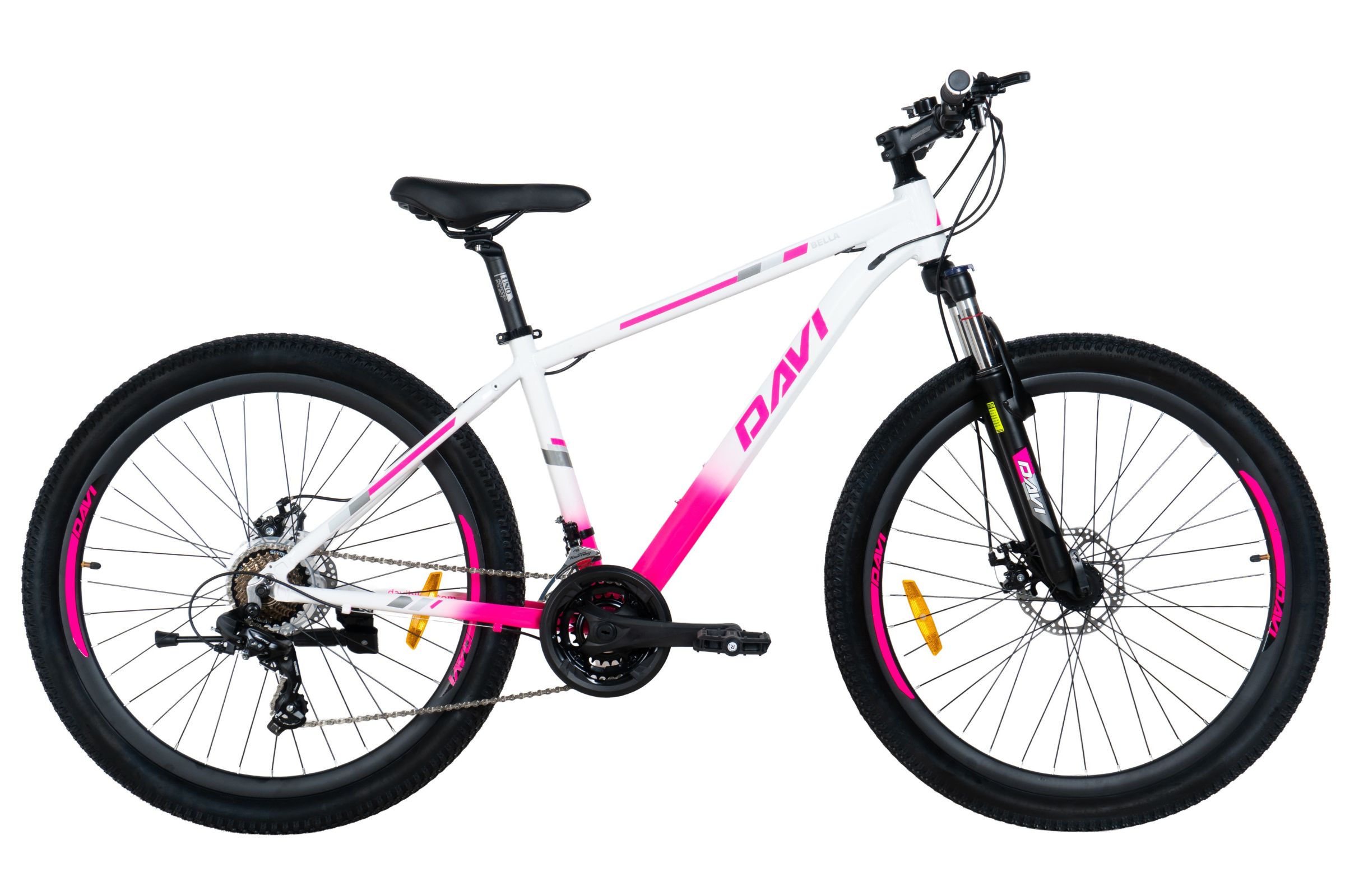 mountainbike davi bella aluminium, 27.5", 160 185 cm, 21 växlar, vit/rosa (copy)