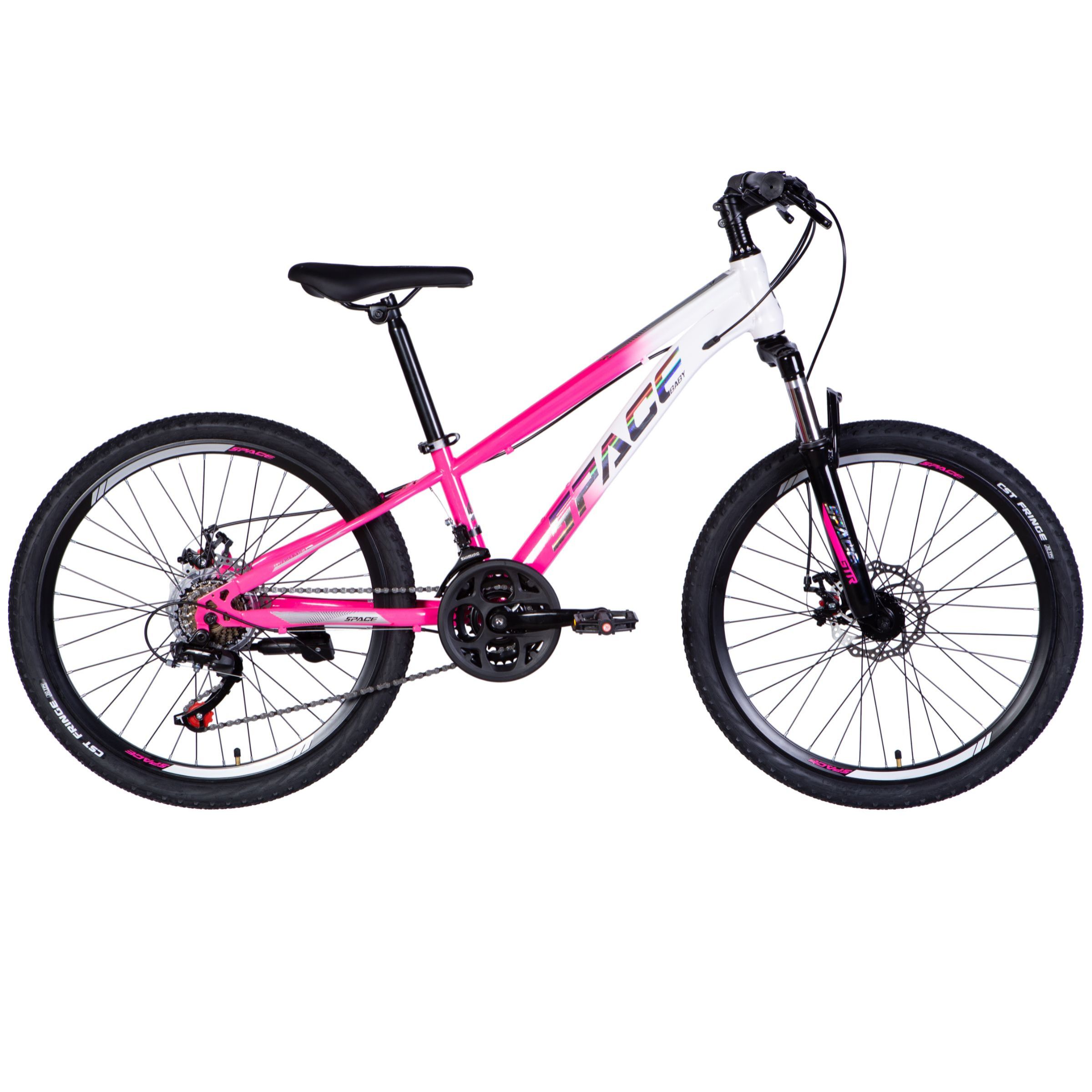 Barncykel Mars 24", 130-160 cm, 21 växlar, Vit/Rosa