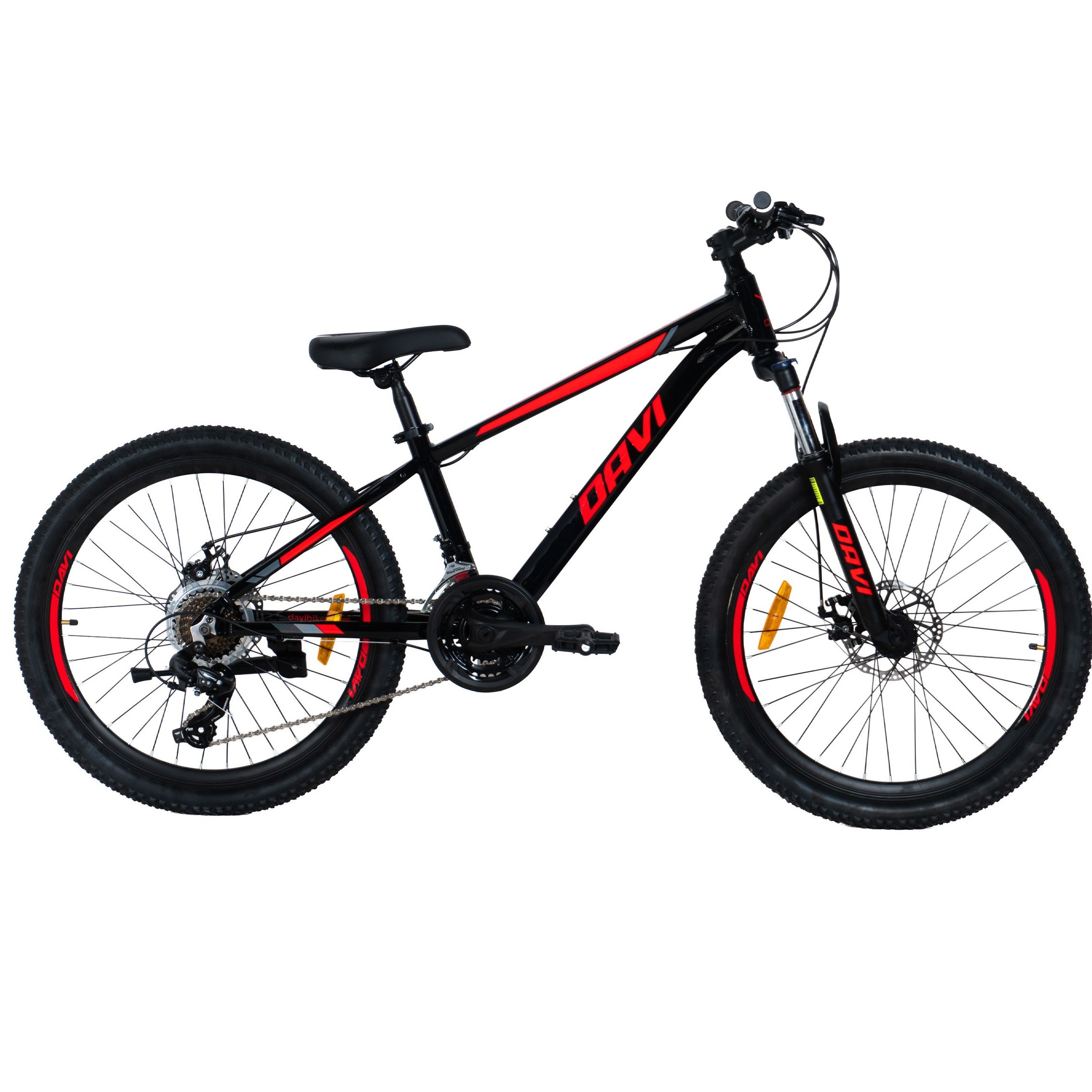 Barncykel Davi Montaro Aluminium, 24", 130-160 cm, 21 växlar, Röd/Svart