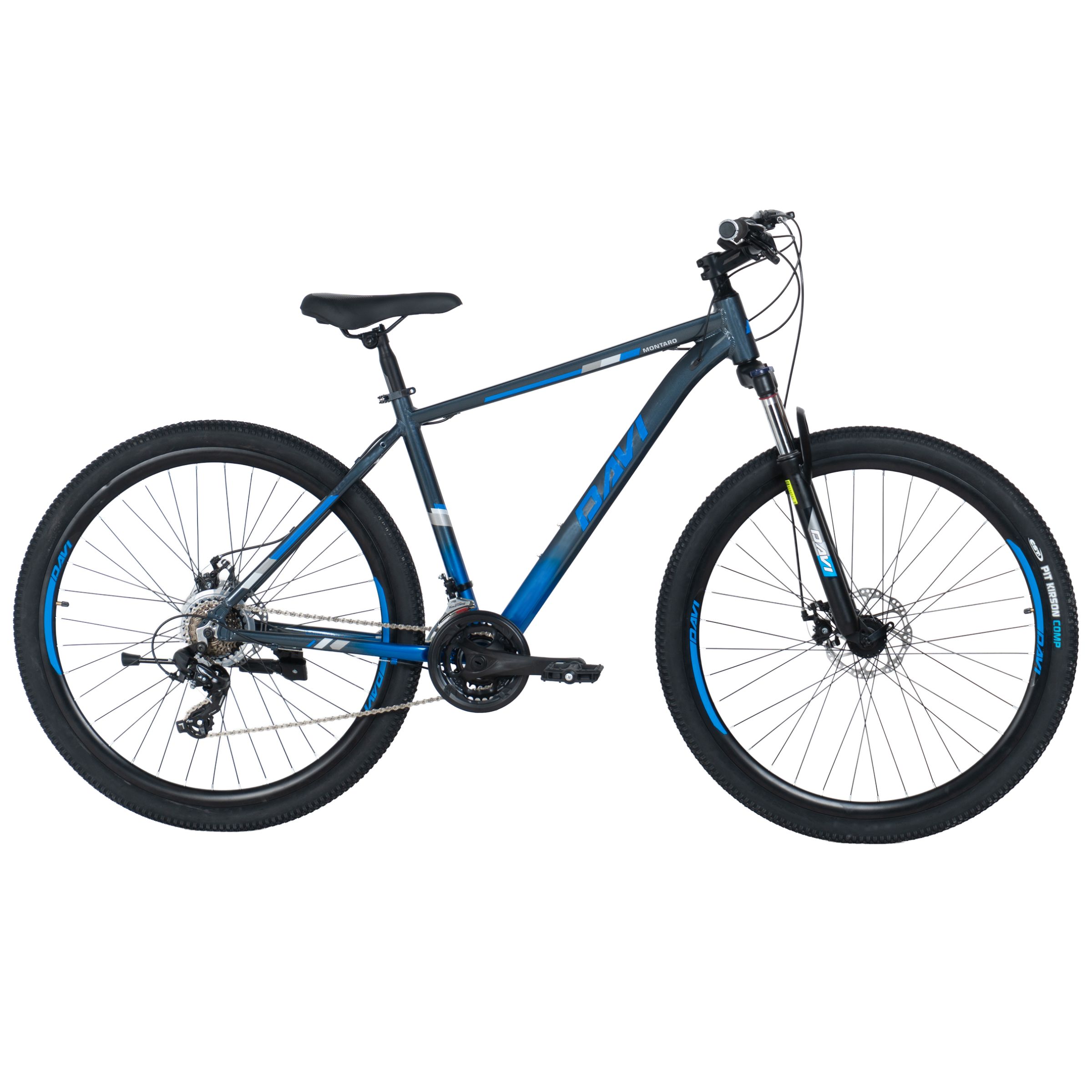 mountainbike davi montaro aluminium, 29", 170 195 cm, 21 växlar, grå/blå