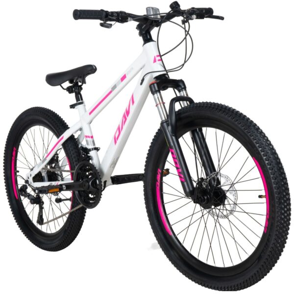 barncykel davi bonita 24, 130 160 cm, 21 växlar, rosa/vit