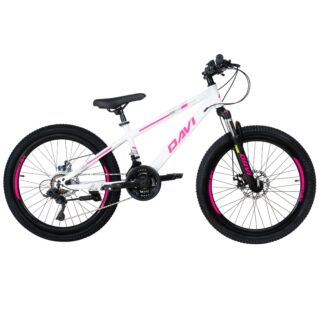Barncykel Davi Bonita 24, 130-160 cm, 21 växlar, Rosa/Vit