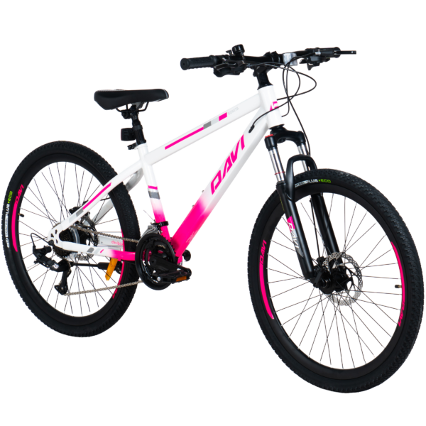mountainbike davi bonita 26, 145 170 cm, 21 växlar, rosa/vit