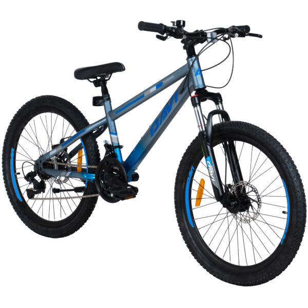 barncykel davi terrano 24, 130 160 cm, 21 växlar, grå/blå