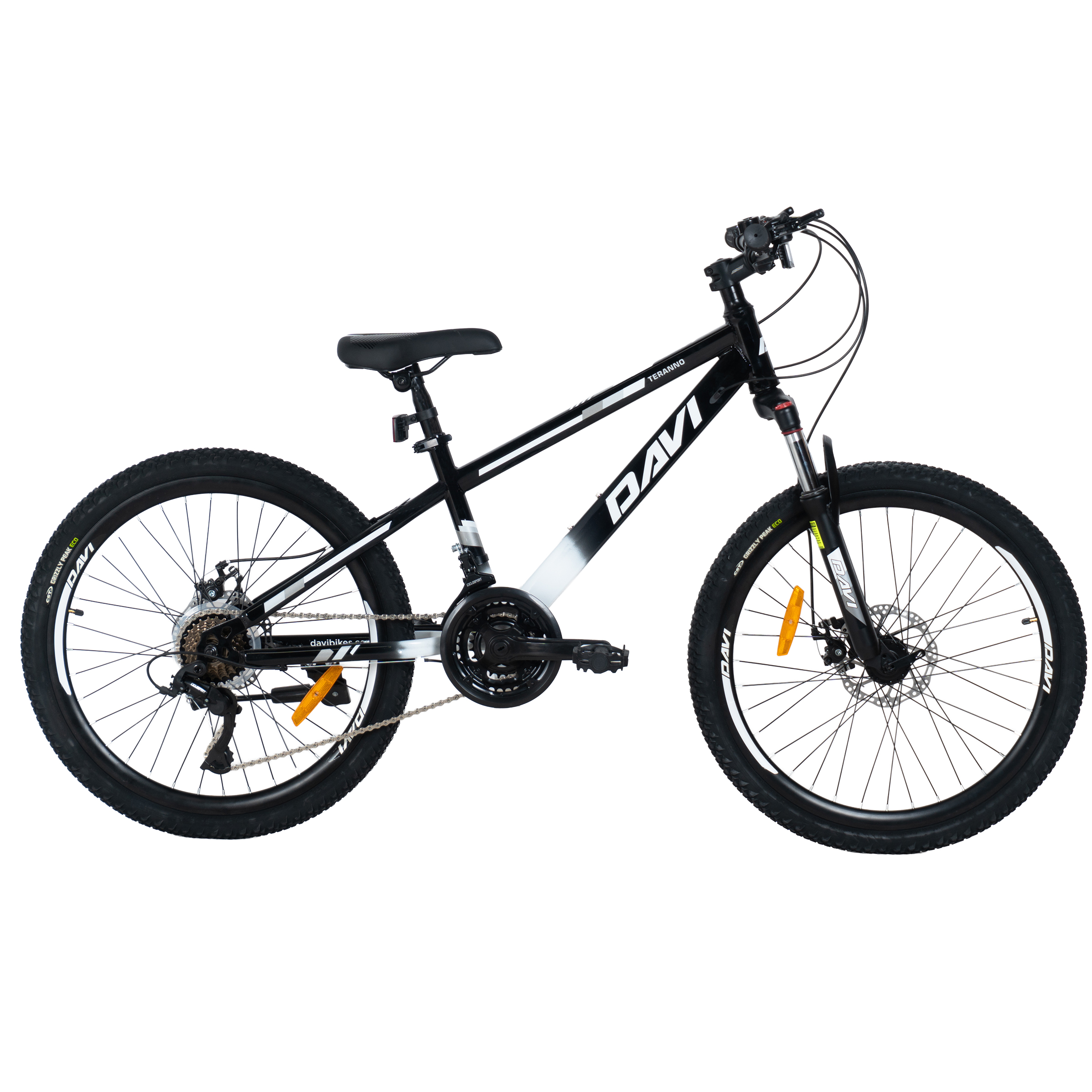 Barncykel Davi Terrano 24", 130-160 cm, 21 växlar, Svart/Vit