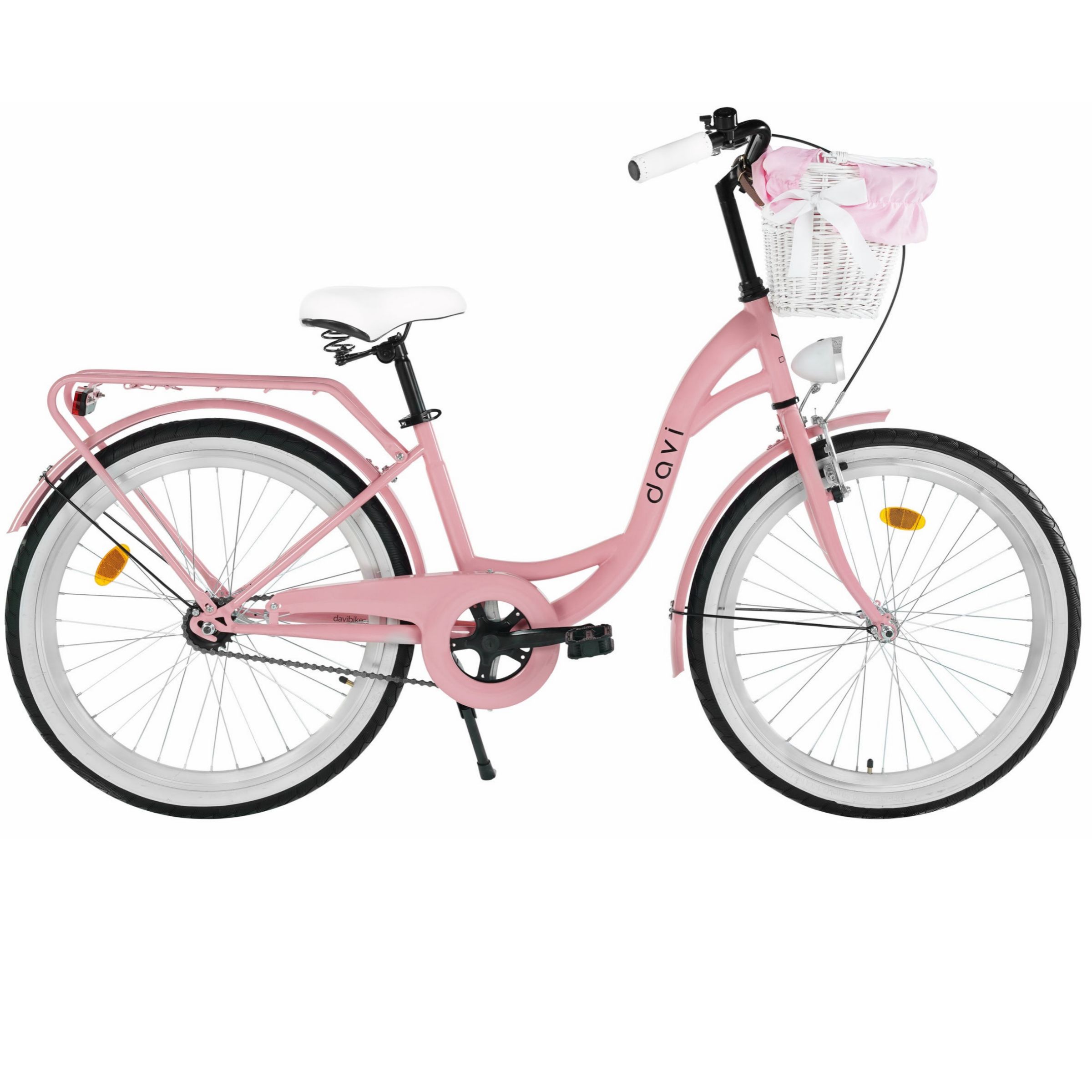 Barncykel Davi Amelia 24", 130-165 cm, 1 växel, Rosa/Svart