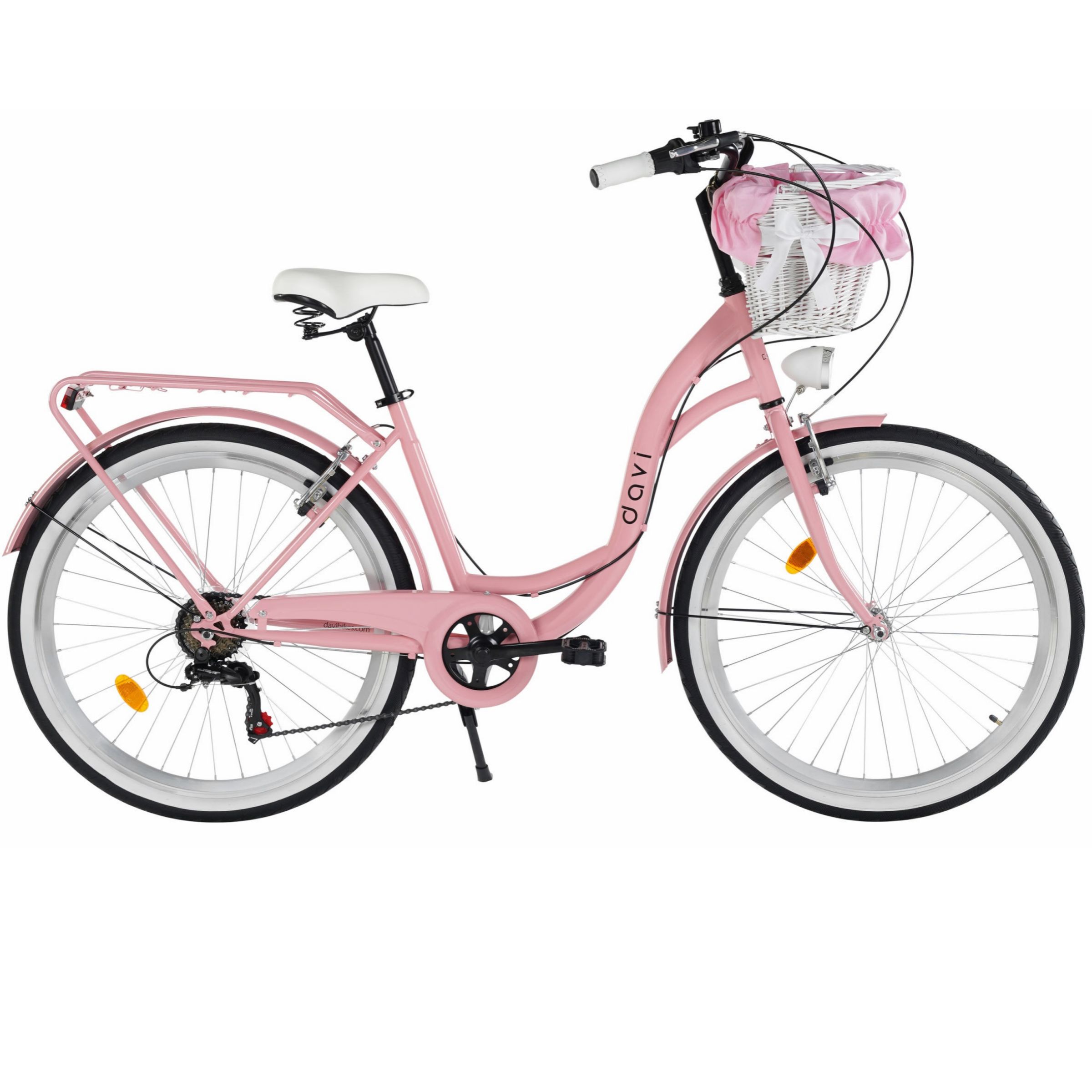 Barncykel Davi Amelia 24", 130-165 cm, 7 växlar, Rosa/Svart