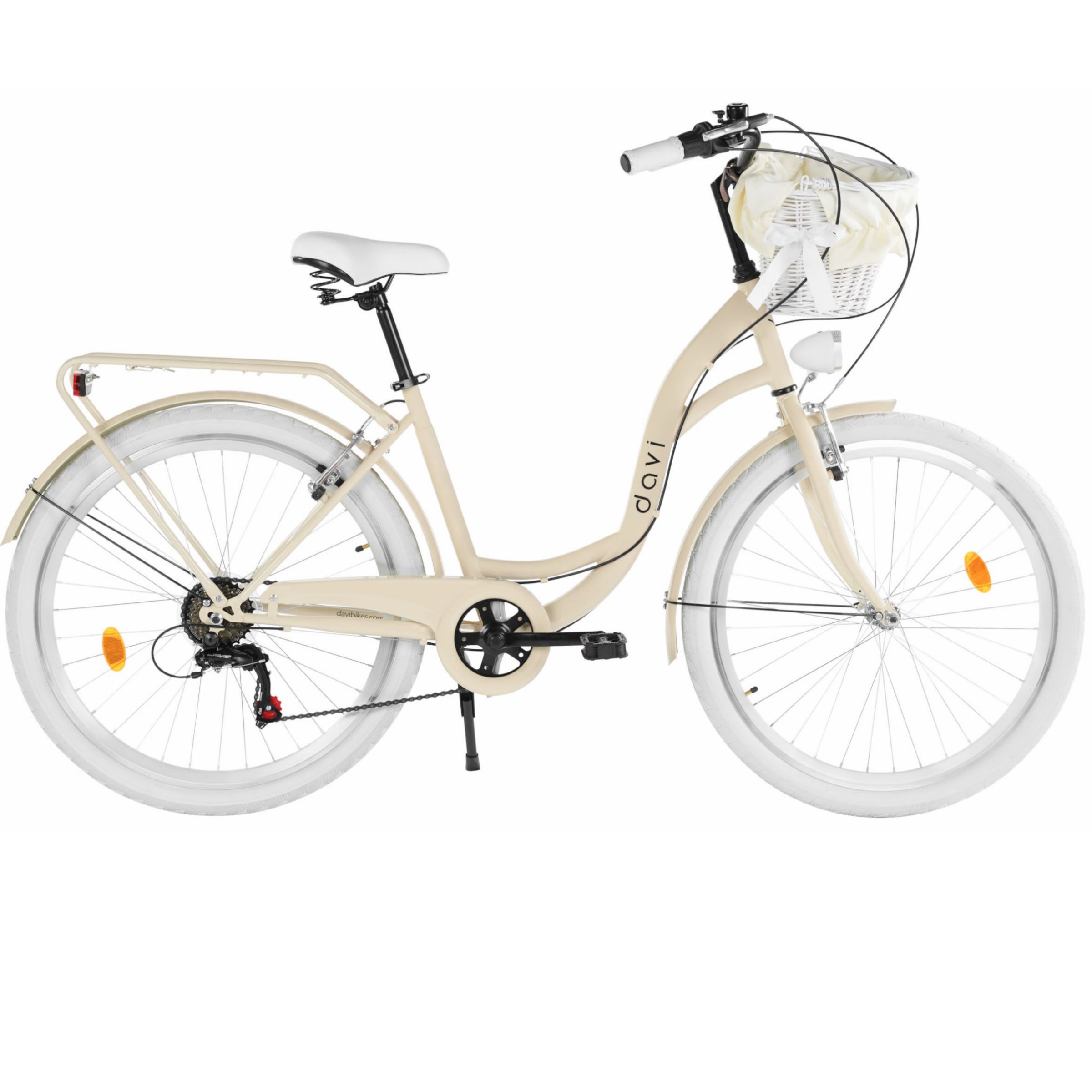 Damcykel Davi Emma 26", 155-180 cm, 7 växlar, Krämfärg/Vit