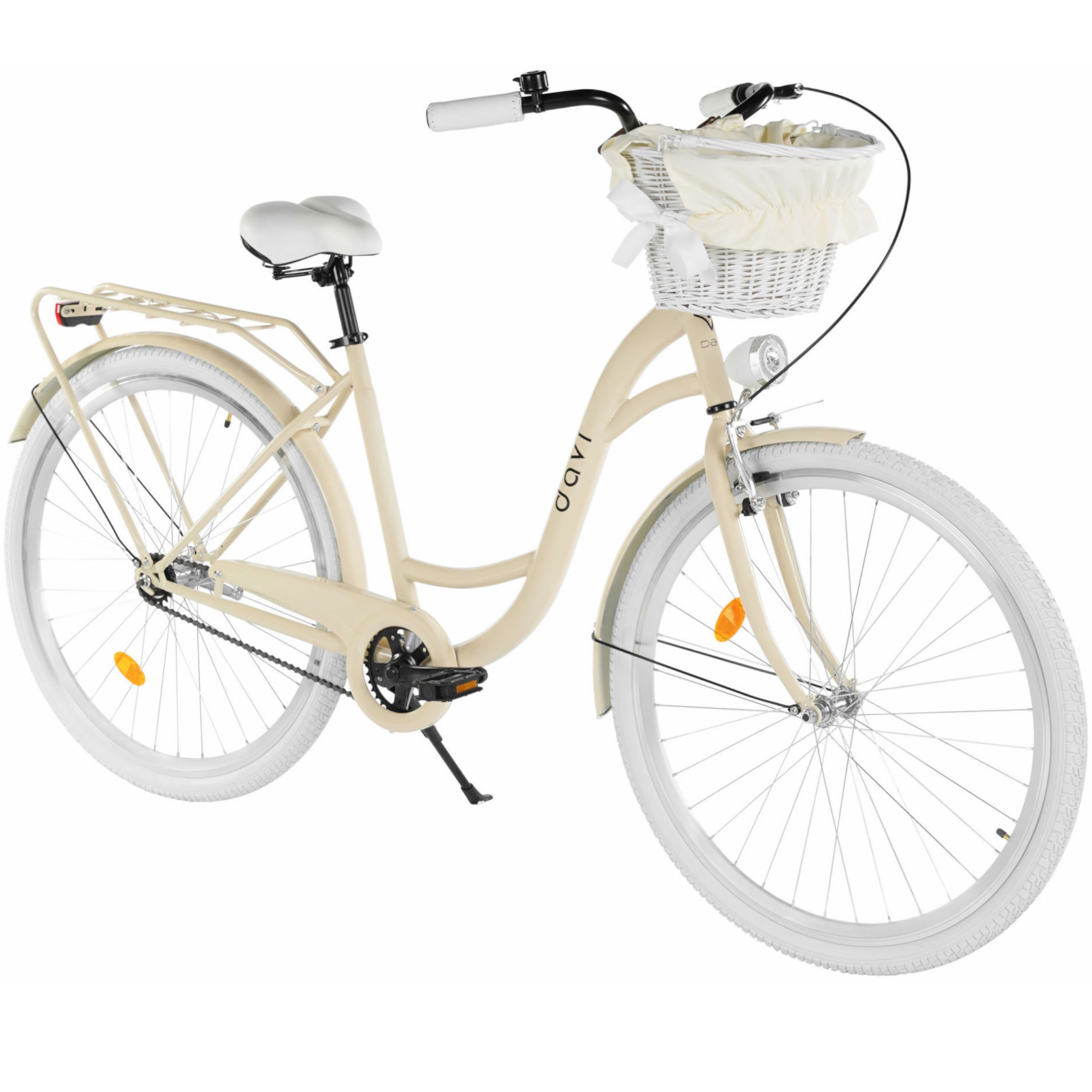 damcykel davi lila 28", 160 185 cm, 1 växel, krämfärg/vit