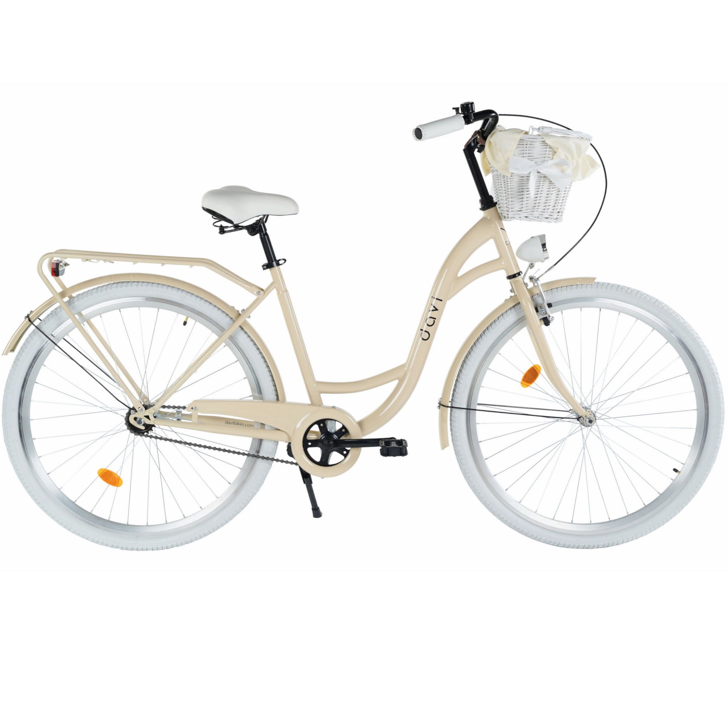 damcykel davi lila 28", 160 185 cm, 1 växel, krämfärg/vit