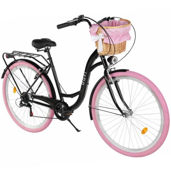 damcykel davi emma 28", 160 185 cm, 7 växlar, svart/rosa