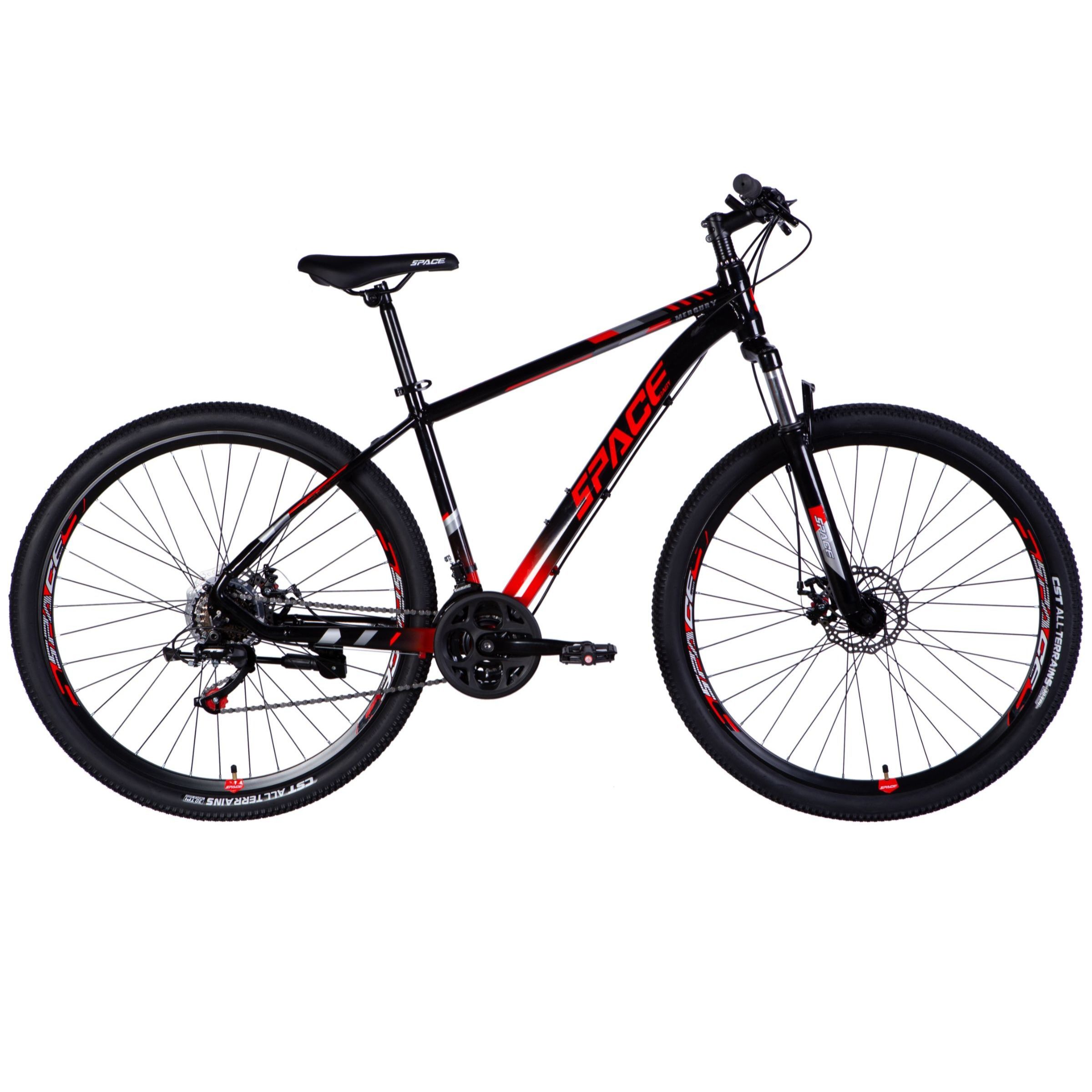 mountainbike mercury aluminium 29", 170 195 cm, 21 växlar, svart/röd