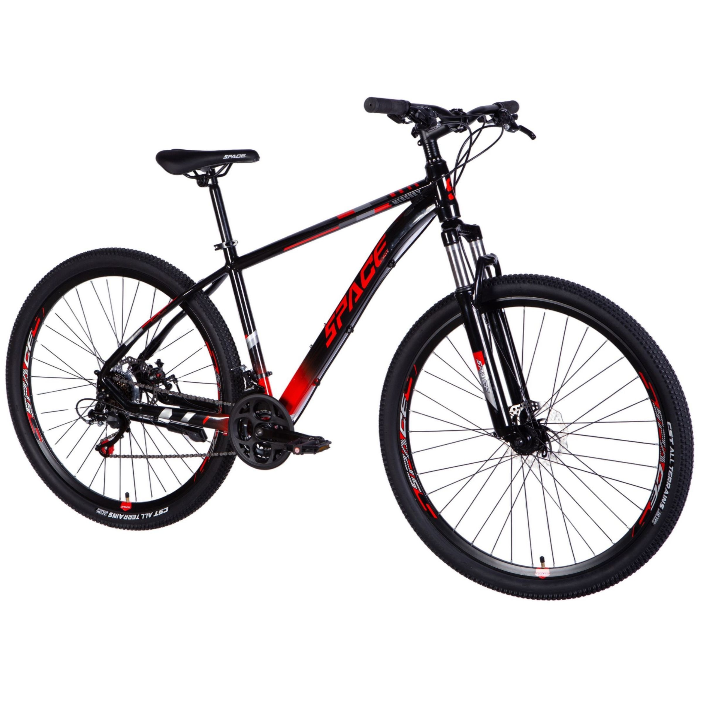 mountainbike mercury aluminium 29", 170 195 cm, 21 växlar, svart/röd
